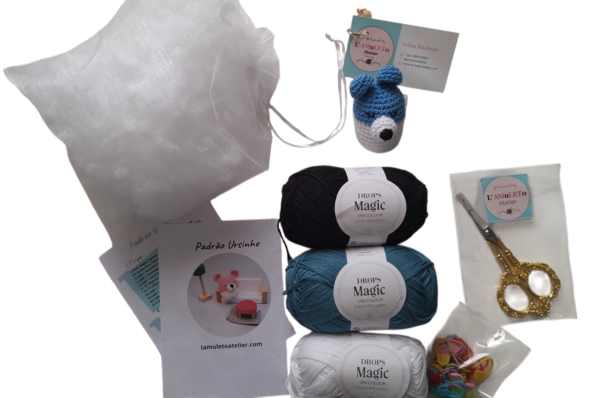 kit amigurumi ursinho azul