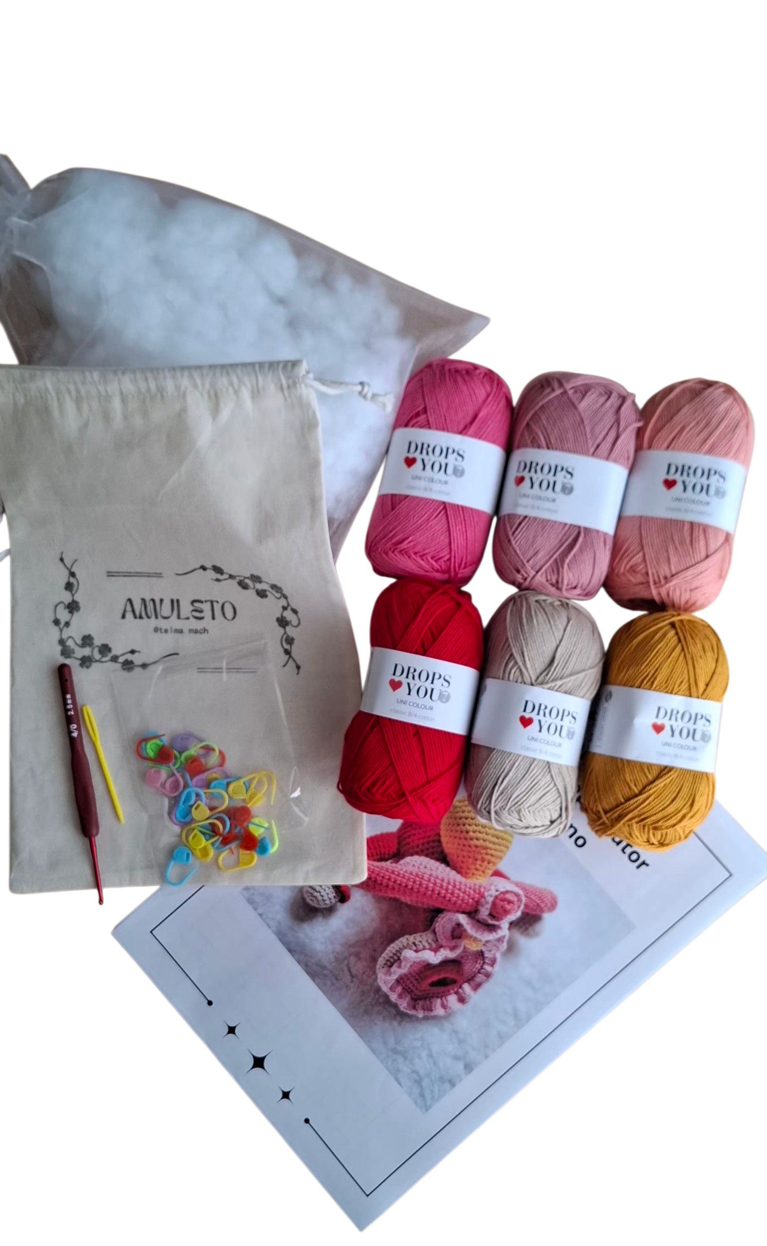 Kit amigurumi sistema reprodutor feminino completo - materiais e padrão para projeto educativo em crochet