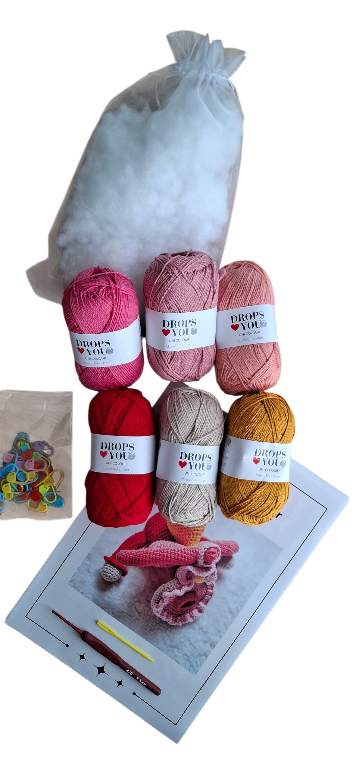 Kit amigurumi sistema reprodutor feminino completo - materiais e padrão para projeto educativo em crochet