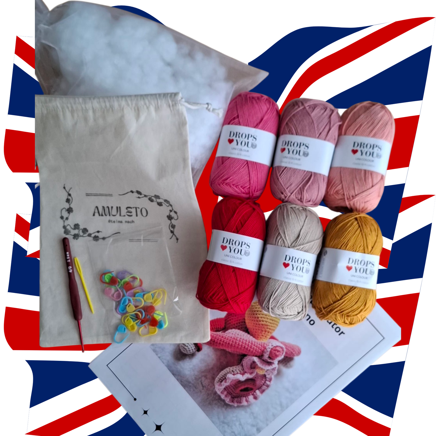 Kit amigurumi sistema reprodutor feminino completo - materiais e padrão para projeto educativo em crochet