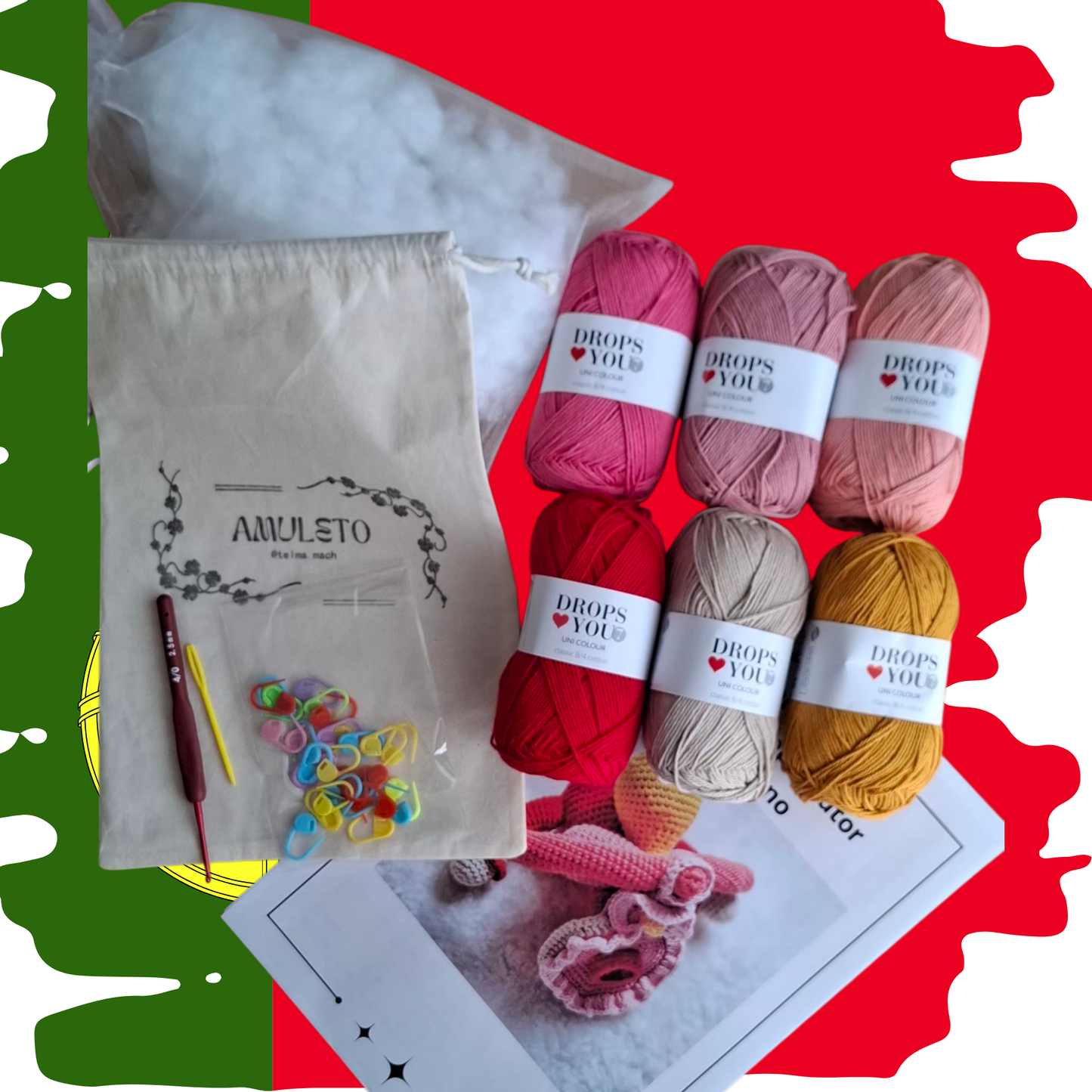 Kit amigurumi sistema reprodutor feminino completo - materiais e padrão para projeto educativo em crochet